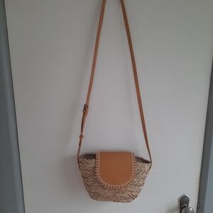 Tan Woven Crossbody Bag